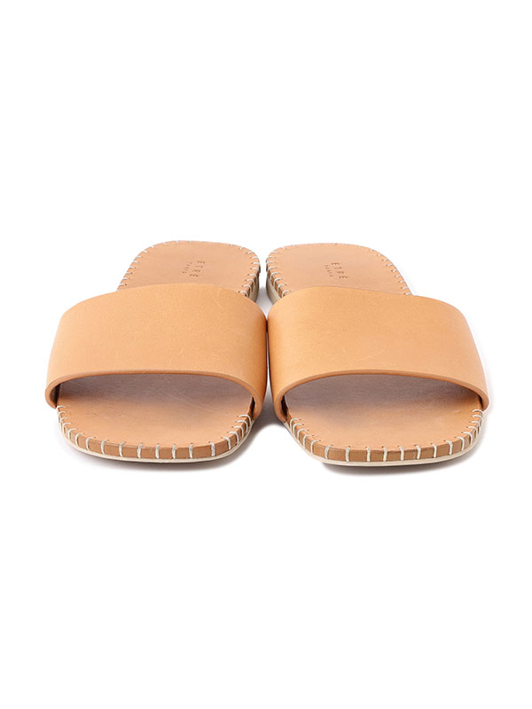 ハンドステッチタンドレザーフラットサンダル