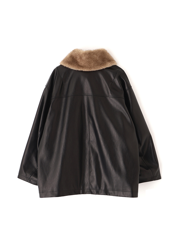 ファーカラーフェイクレザーブルゾン