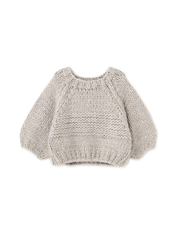 ブラッシュドハーフスリーブハンドニットプルオーバー