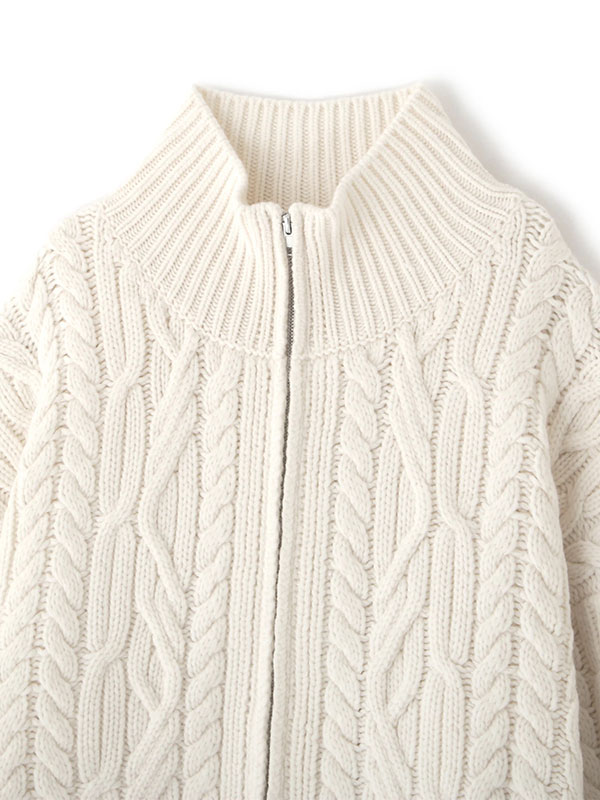 ダブルジップケーブルニットカーディガン
