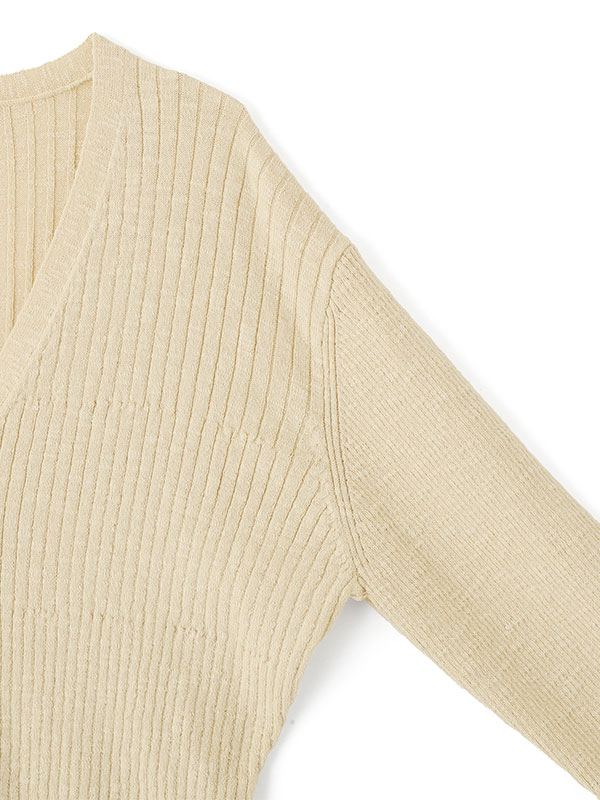 Vネックリブニットカーディガン