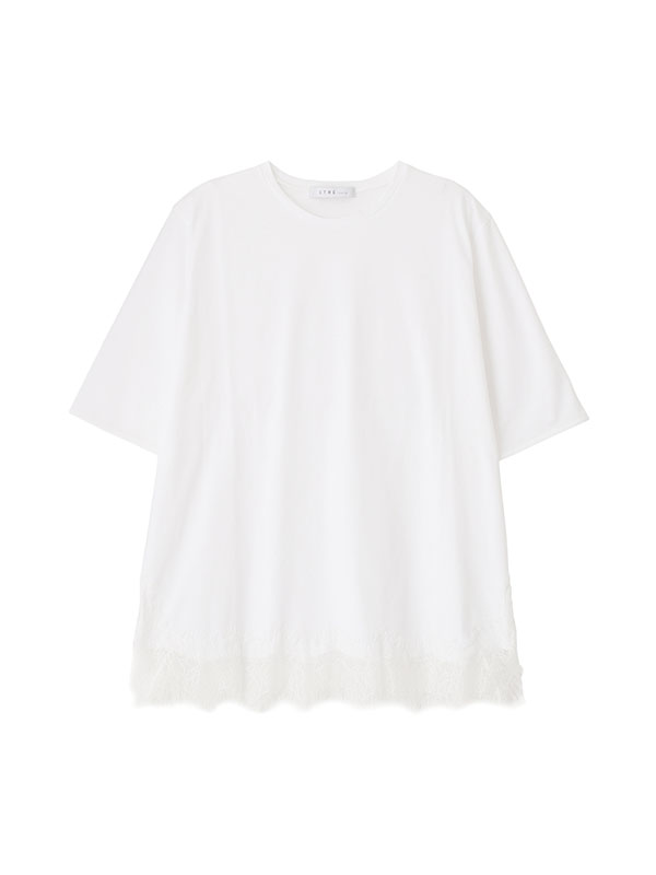 クルーネックヘムレースTee