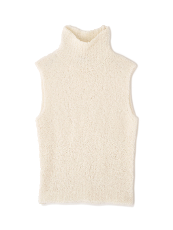 モールヤーンハイネックニットベスト