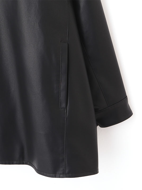 フェイクレザーオーバーサイズブルゾン(S BLACK): アウター