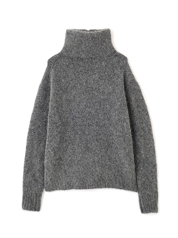ハーフジップアルパカニットプルオーバー