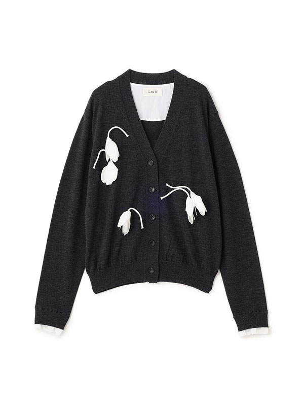 SANTEフラワーモチーフＶネックニットカーディガン