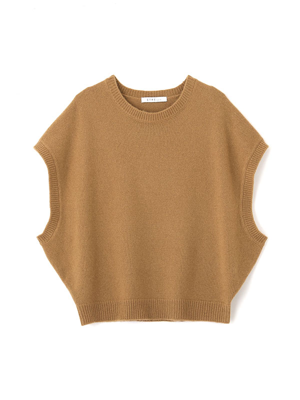 ウールカシミヤスリーブレスニットプルオーバー