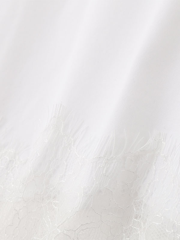 クルーネックヘムレースTee