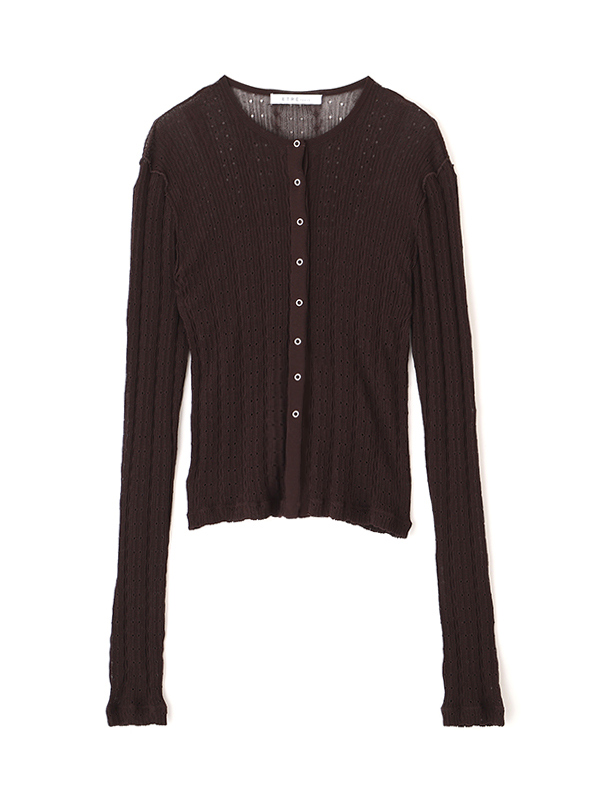 パターンスティッチシアーニットカーディガン