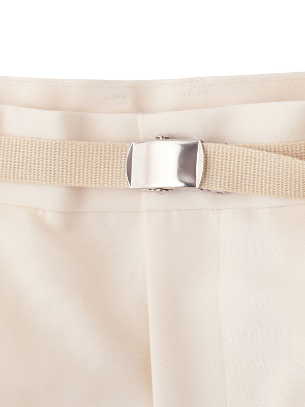 ベルテッドハイウエストタックパンツ(S OFF WHITE): ボトムス
