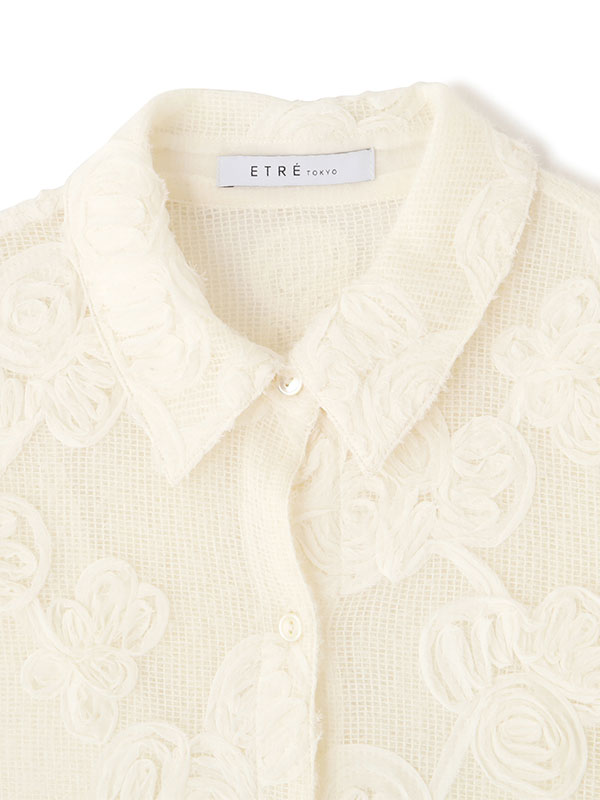 コードエンブロイダリーブラッシュドチュールシャツ