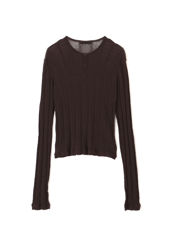 パターンスティッチシアーニットカーディガン