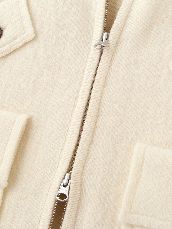 ダブルフェイスフロントファスナーニットプルオーバー