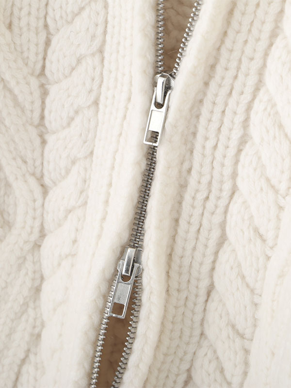 ダブルジップケーブルニットカーディガン