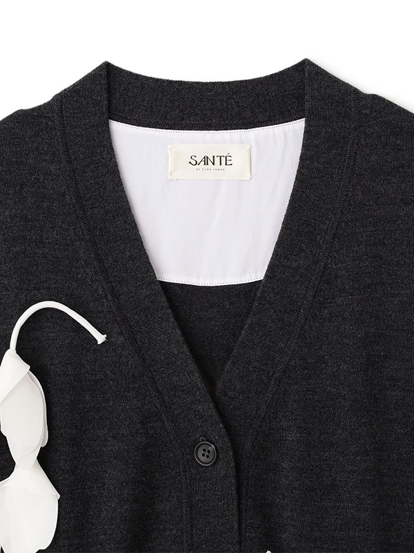 SANTEフラワーモチーフＶネックニットカーディガン