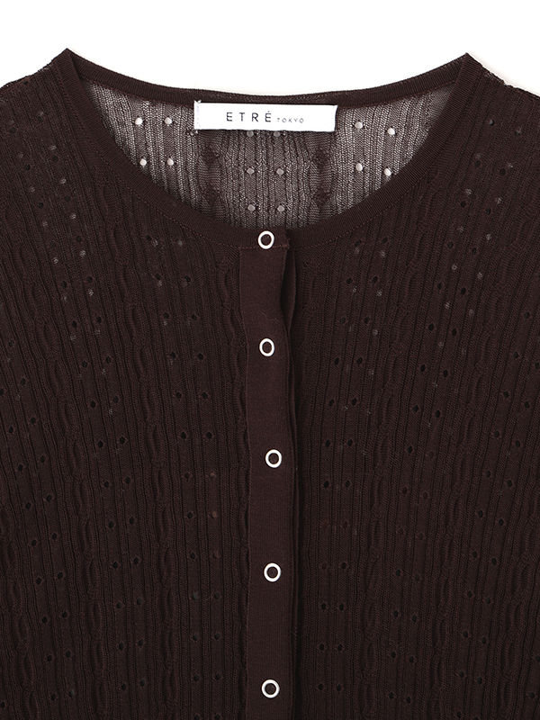 パターンスティッチシアーニットカーディガン