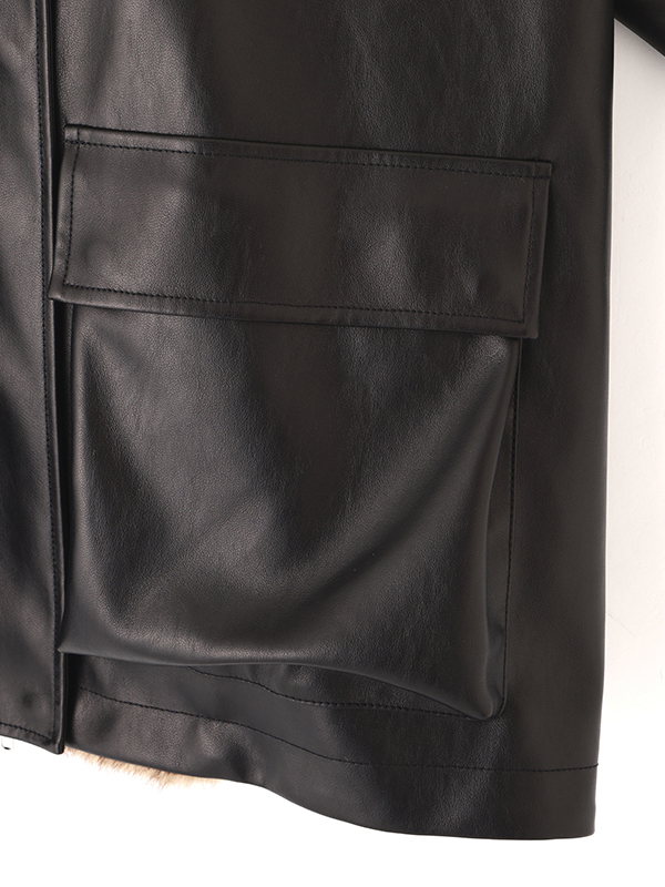 ファーカラーフェイクレザーブルゾン