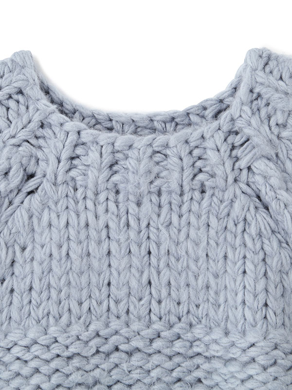 ブラッシュドハーフスリーブハンドニットプルオーバー