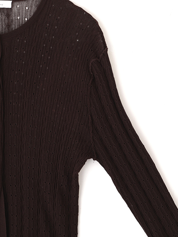 パターンスティッチシアーニットカーディガン