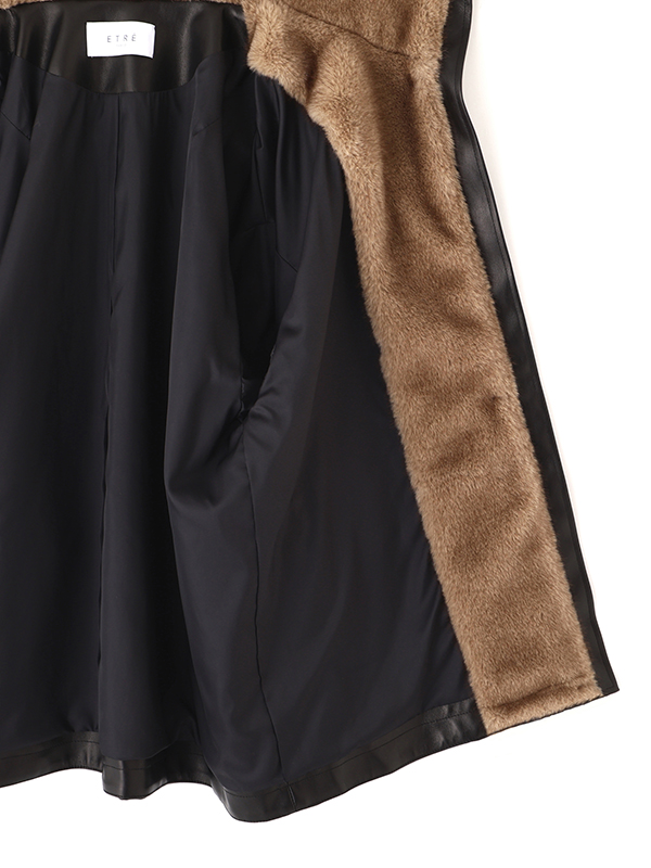 ファーカラーフェイクレザーブルゾン