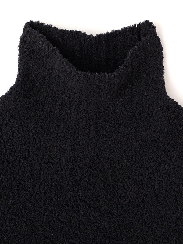 モールヤーンハイネックニットベスト