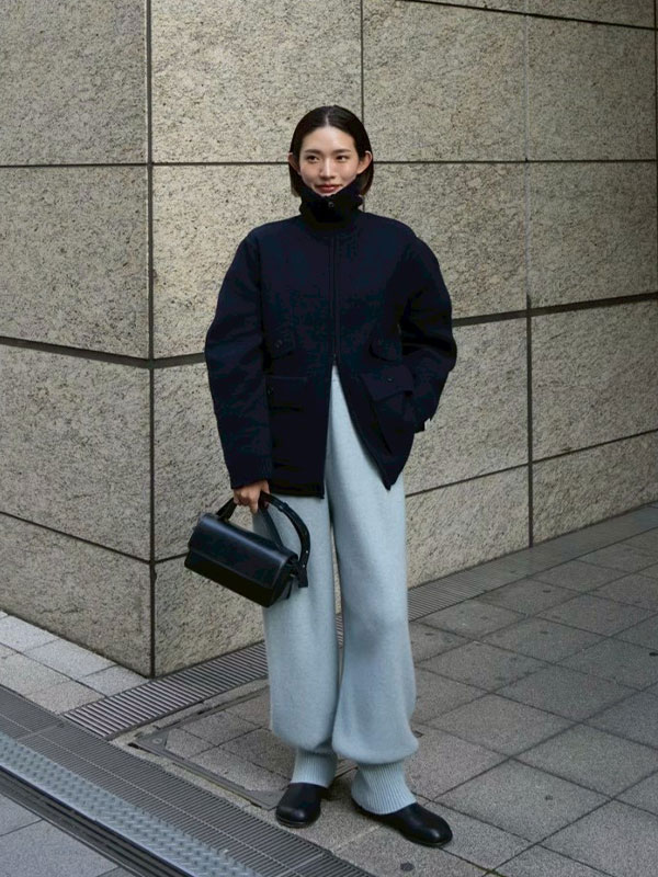 ダブルフェイスフロントファスナーニットプルオーバー