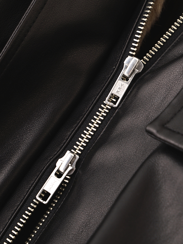 ファーカラーフェイクレザーブルゾン