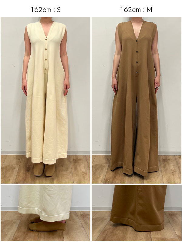 フロントボタンニットオールインワン(S IVORY): ワンピース フロントボタンニットオールインワン(S IVORY): ワンピース