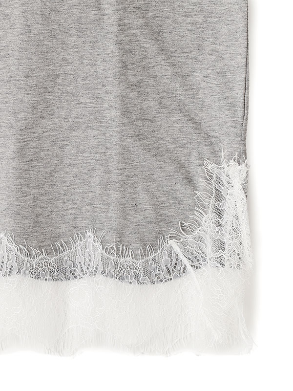 クルーネックヘムレースTee