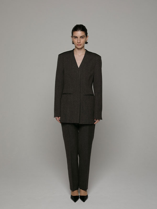 SANTEウエストシェイプノーカラージャケット