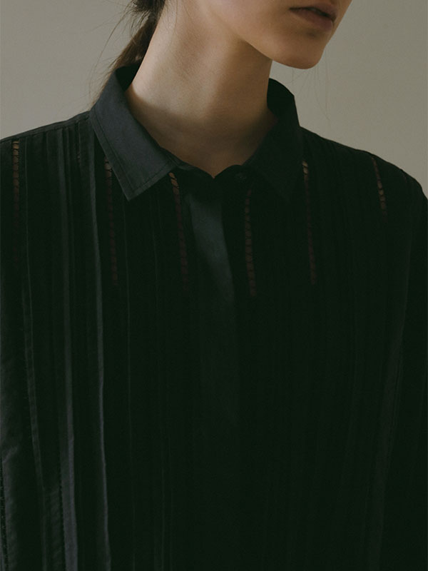 ハシゴレースソフトワッシャーシャツ