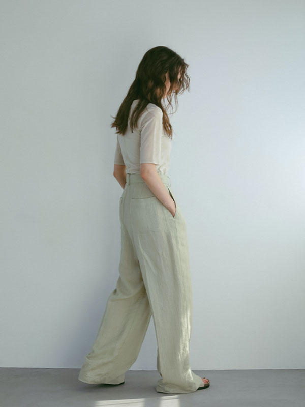 etre tokyo レノクロスセミワイドパンツ レノクロスセミワイドパンツ(S OFF WHITE): ボトムス │ ETRE