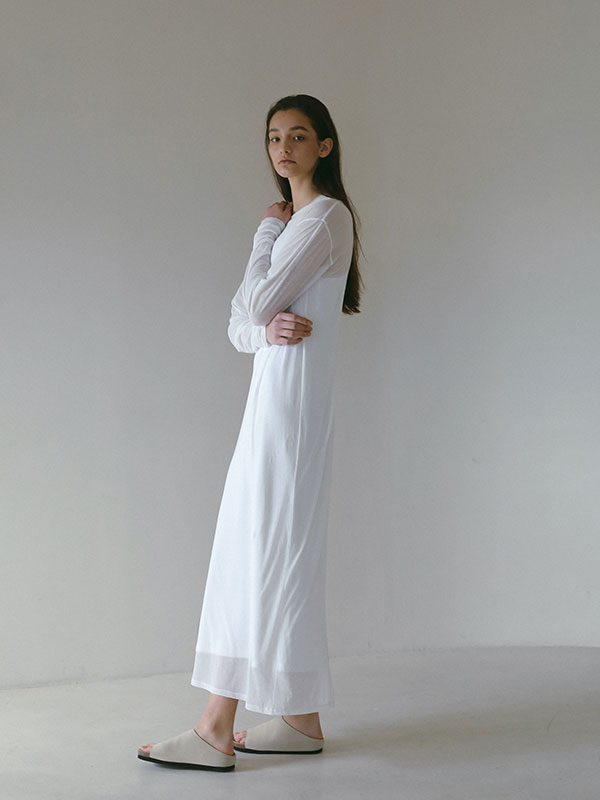 レイヤードストレートシルエットワンピース(F WHITE