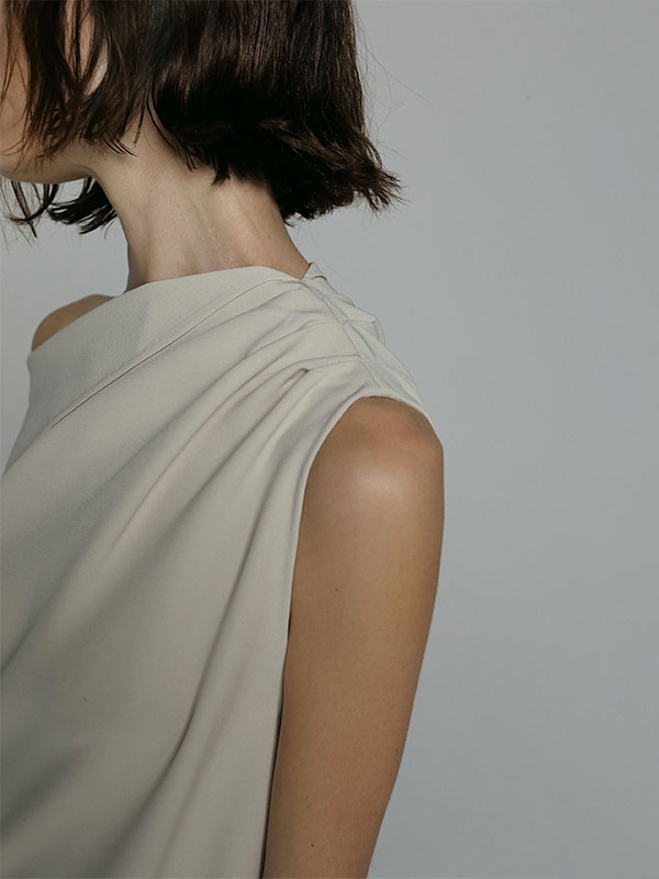 SANTEダブルクロスデザインネックドレス(S BEIGE): ワンピース