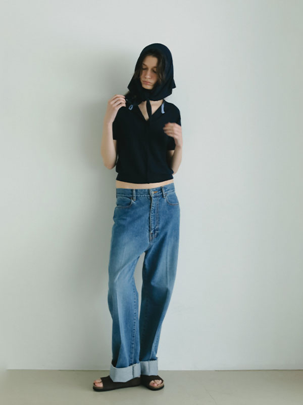 ハーフスリーブブークレニットカーディガン