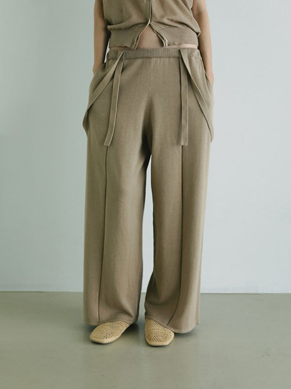 コットンリネンニットサスパンツ