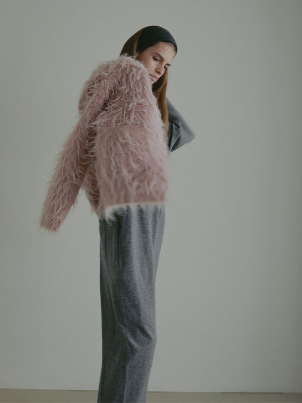 ダブルフェイスヘアリーニットカーディガン