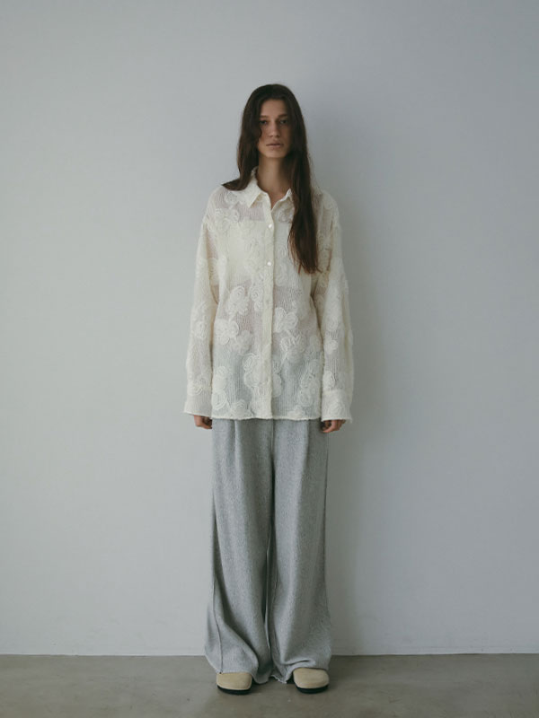 コードエンブロイダリーブラッシュドチュールシャツ