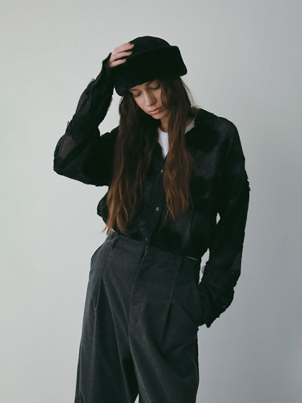 コードエンブロイダリーブラッシュドチュールシャツ