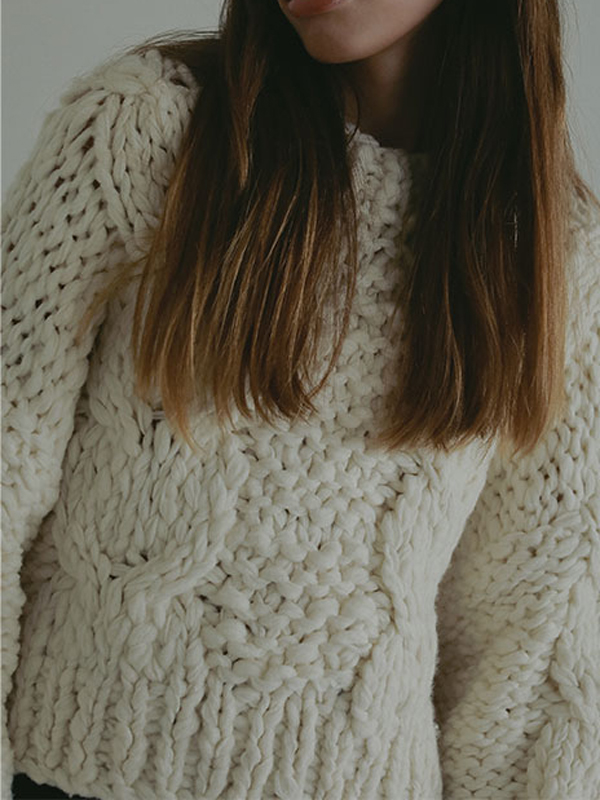 ハンドニットケーブルプルオーバー