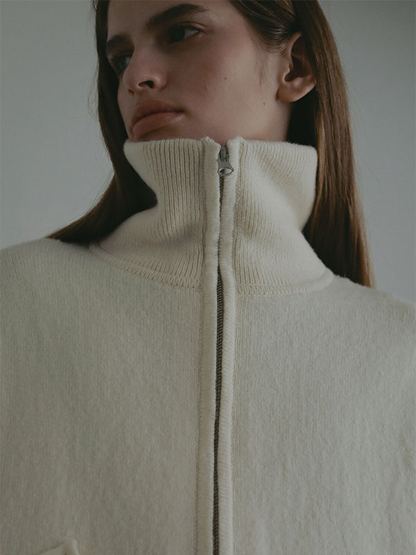 ダブルフェイスフロントファスナーニットプルオーバー