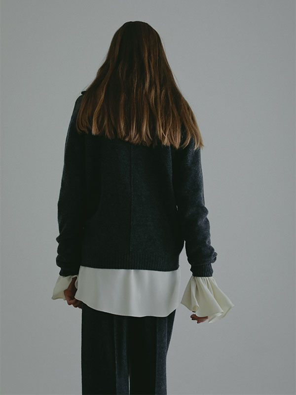 ハーフジップハイゲージニットプルオーバー
