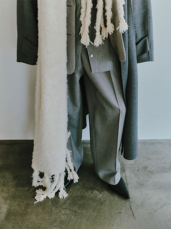 SANTEヘアリーシルクフリンジニットストール