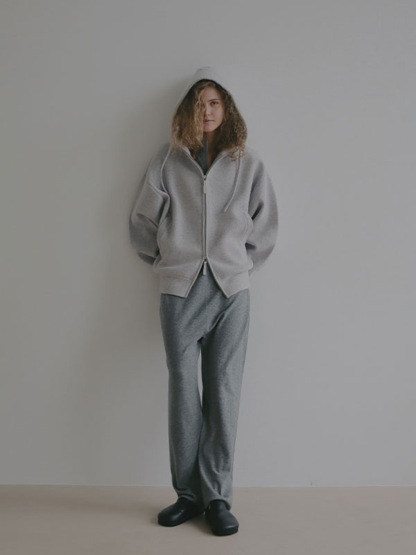 ダブルフェイスオーバーサイズニットパーカー(F LIGHT GREY): トップス