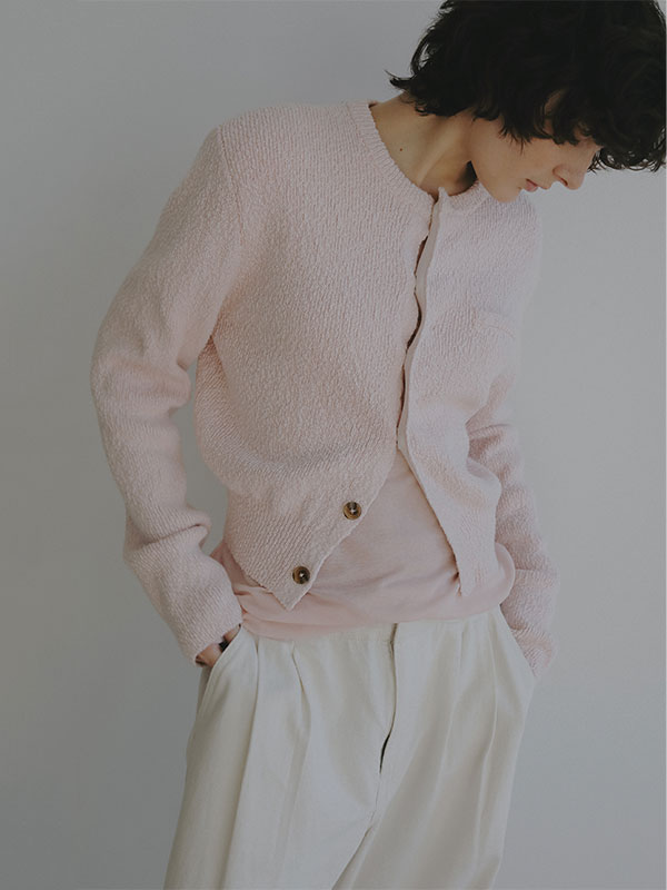 ファンシーヤーンクルーネックニットカーディガン