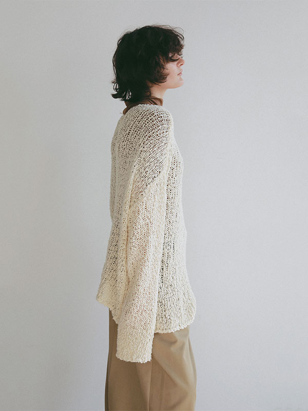 スラブヤーンローゲージニットプルオーバー