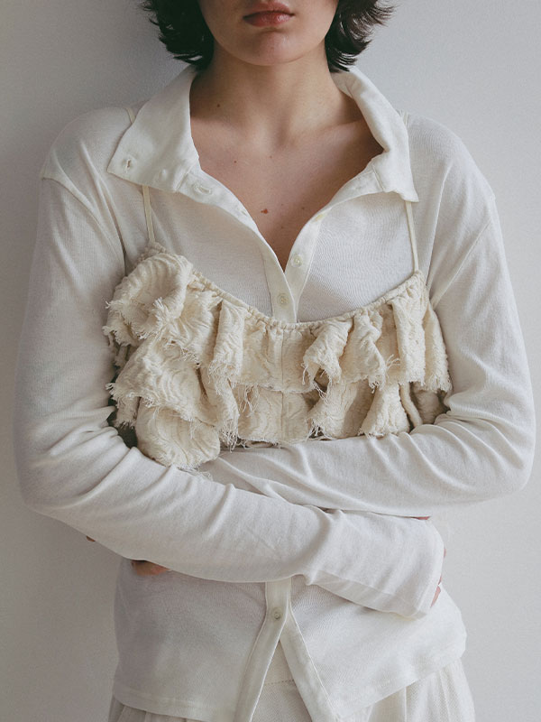 ガーゼフライスフロントオープンプルオーバー