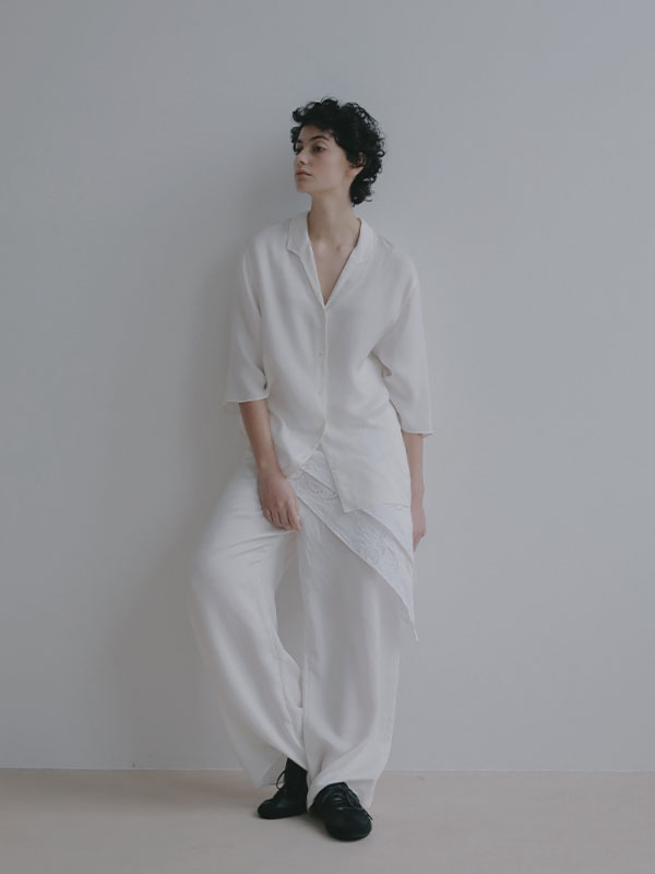 オープンネックキュプラシャツ