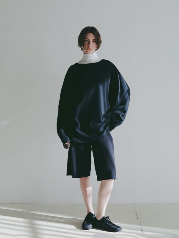 ボートネックカフスロンTee