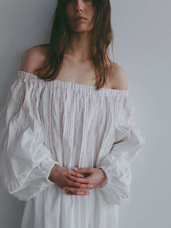 ハンドステッチボリュームワンピース